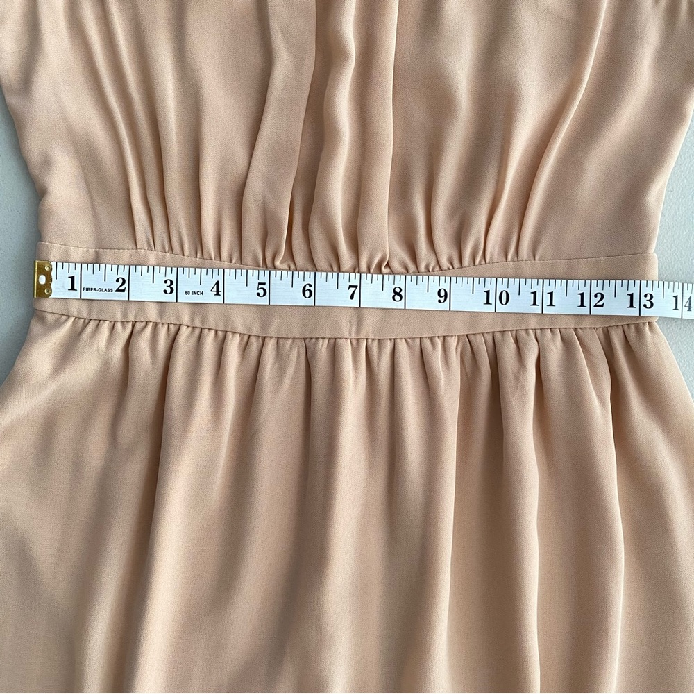 Forever 21 Beaded Neck Sleeveless Chiffon Peachy Pink Nude Dress Women's Size M - Picture 8 of 13